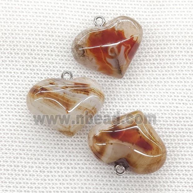 Natural Agate Heart Pendant Red