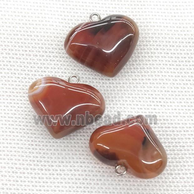 Natural Agate Heart Pendant Red