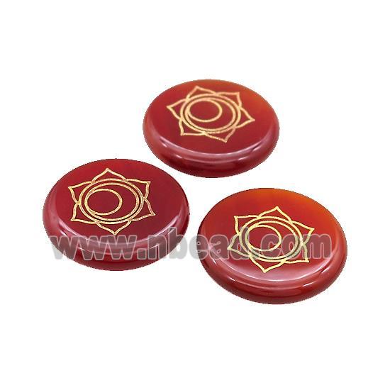 Natural Red Agate Coin Beads Dye Undrilled Yoga Chakra Element Symbols