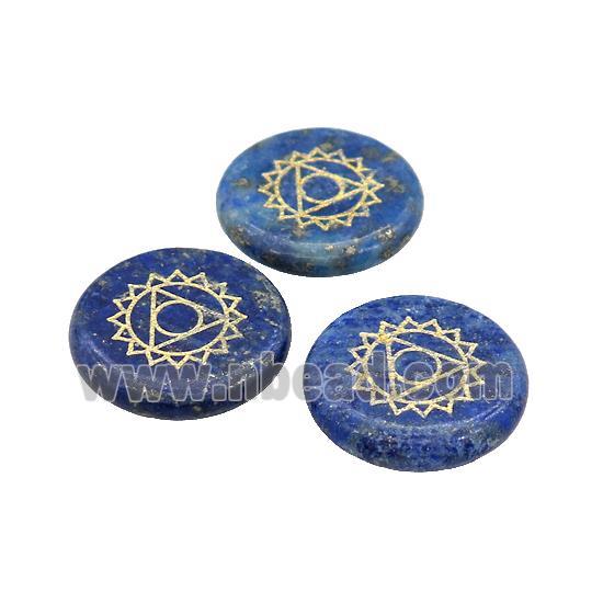 Natural Blue Lapis Lazuli Coin Beads Undrilled Yoga Chakra Element Symbols