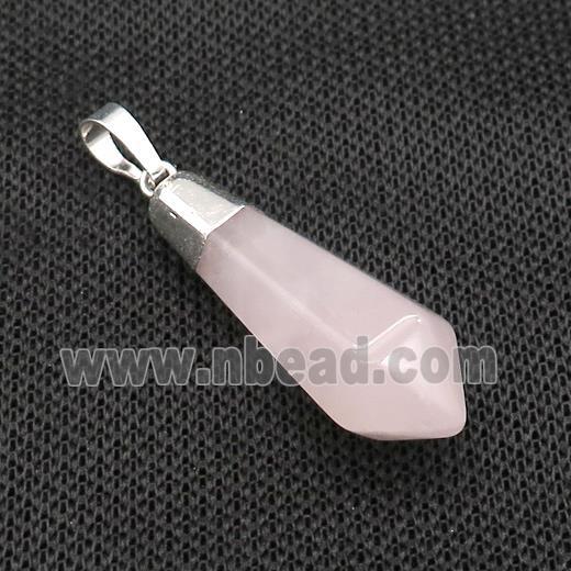 Natural Pink Rose Quartz Pendulum Pendant Silver Plated