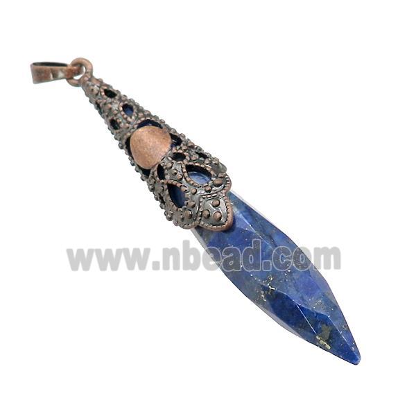 Natural Blue Lapis Lazuli Pendulum Pendant Antique Red