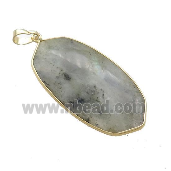 Natural Labradorite Oval Pendant Gold Plated