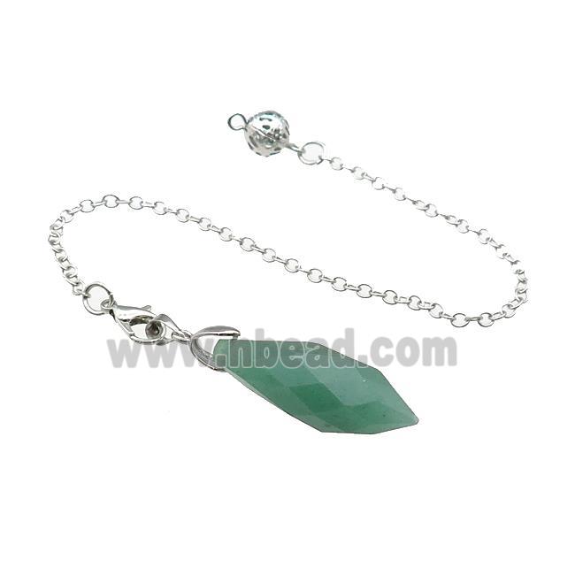 Natural Green Aventurine Pendulum Pendant With Copper Chain Platinum Plated