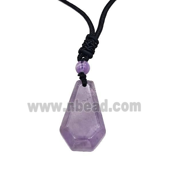 Natural Purple Amethyst Necklaces Adjustable Nylon Rope