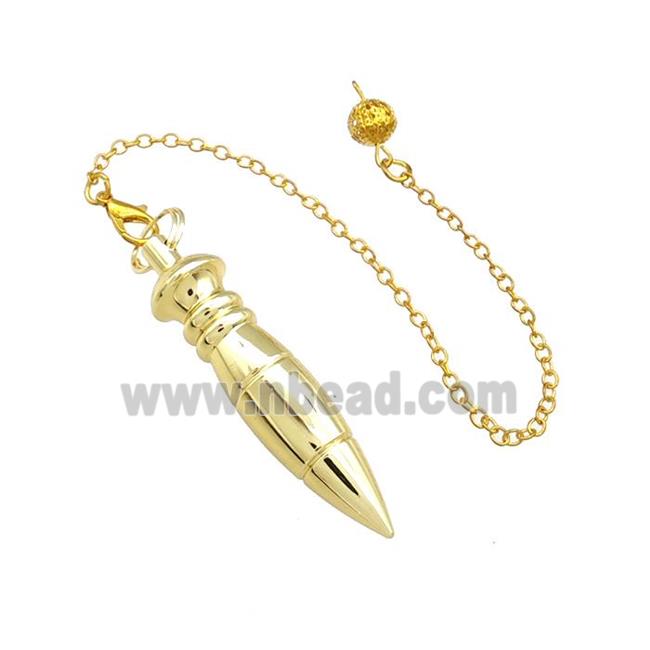 Alloy Dowsing Pendulum Pendant With Chain Gold Plated