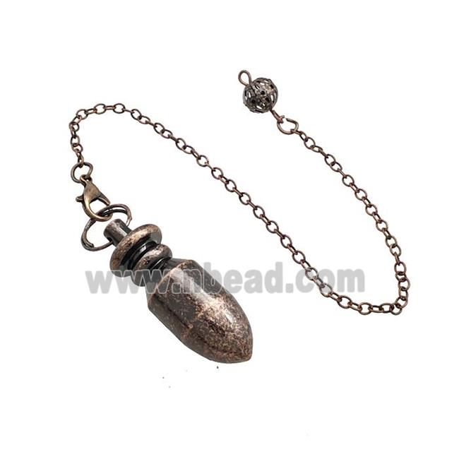 Alloy Dowsing Pendulum Pendant With Chain Antique Red
