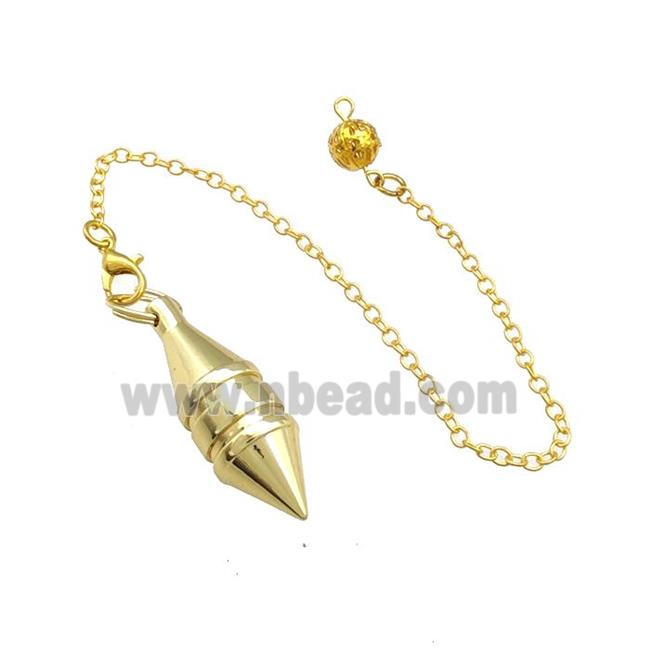 Alloy Dowsing Pendulum Pendant With Chain Gold Plated