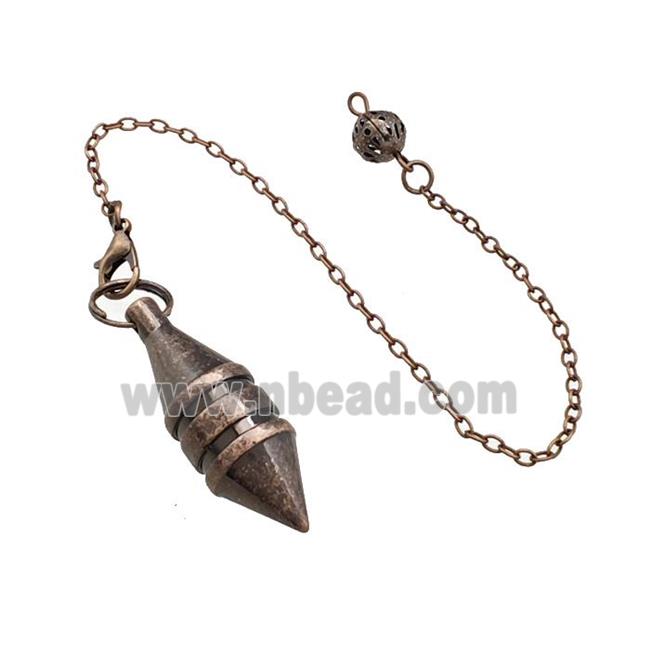 Alloy Dowsing Pendulum Pendant With Chain Antique Red