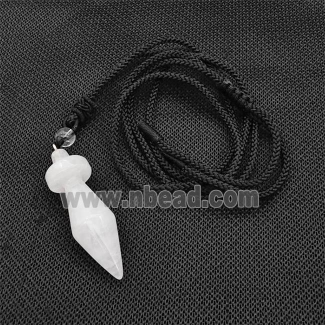 Clear Quartz Pendulum Necklace Black Nylon Rope