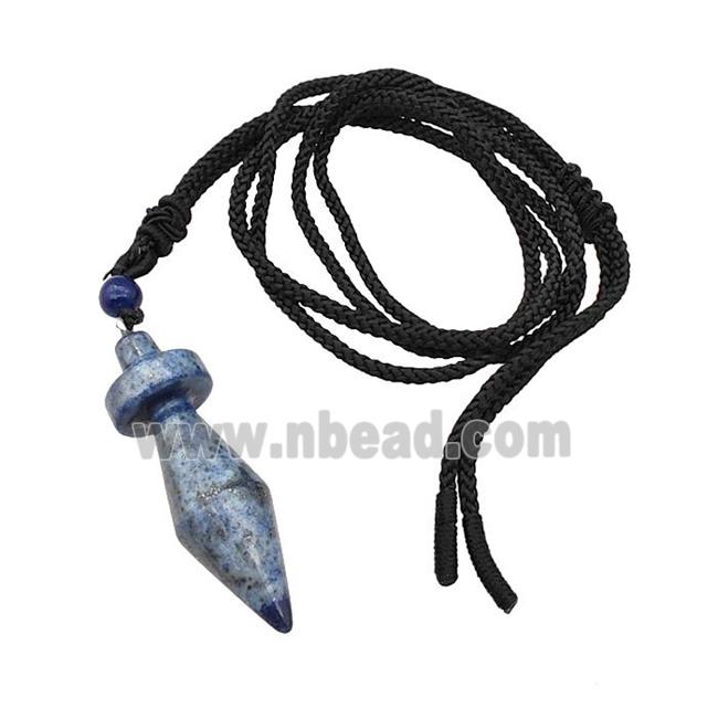 Blue Lapis Lazuli Pendulum Necklace Black Nylon Rope