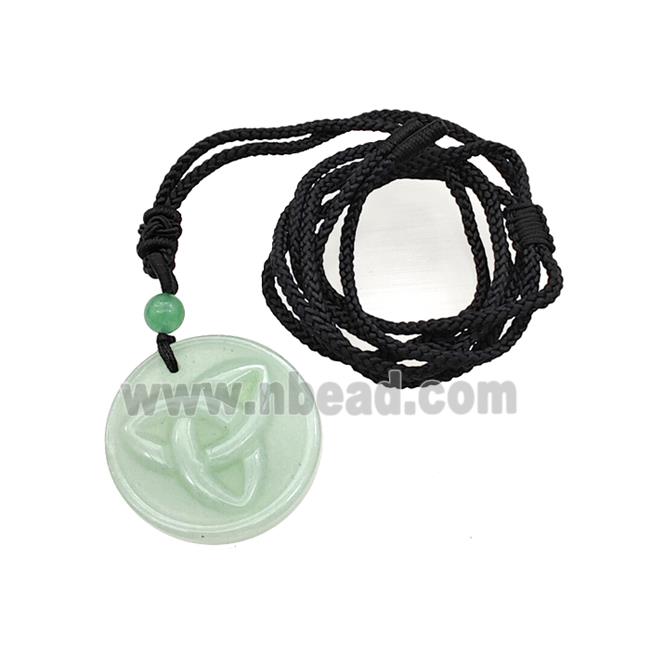 Natural Green Aventurine Trinity Necklace Circle Black Nylon Rope