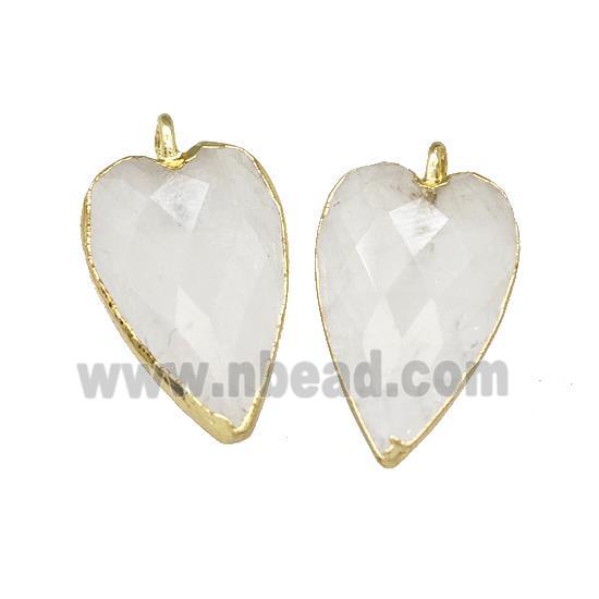 Natural Clear Quartz Heart Pendant Faceted Gold Plated