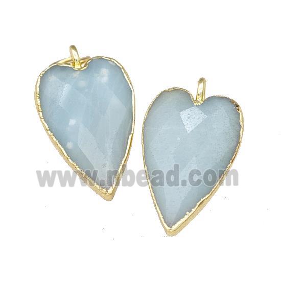 Blue Amazonite Heart Pendant Faceted Gold Plated