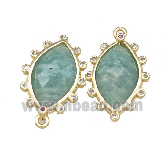 Natural Green Amazonite Eye Pendant Gold Plated