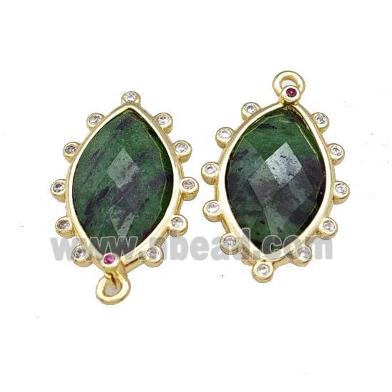 Natural Green Zoisite Eye Pendant Gold Plated