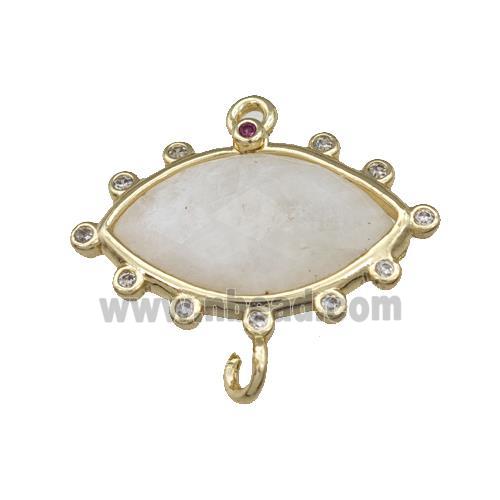 Natural White Moonstoen Eye Connector Gold Plated