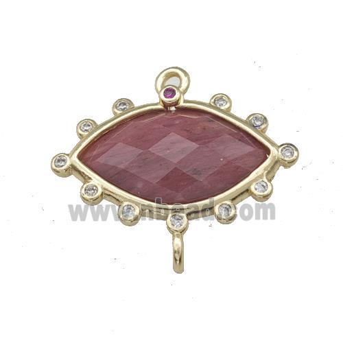 Pink Wood Lace Jasper Eye Connector Gold Plated