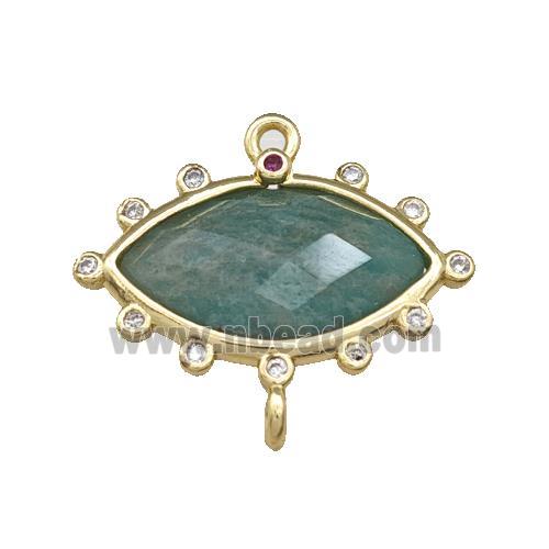 Natural Green Amazonite Eye Connector Gold Plated