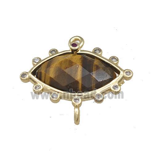 Natural Tiger Eye Stone Eye Connector Gold Plated