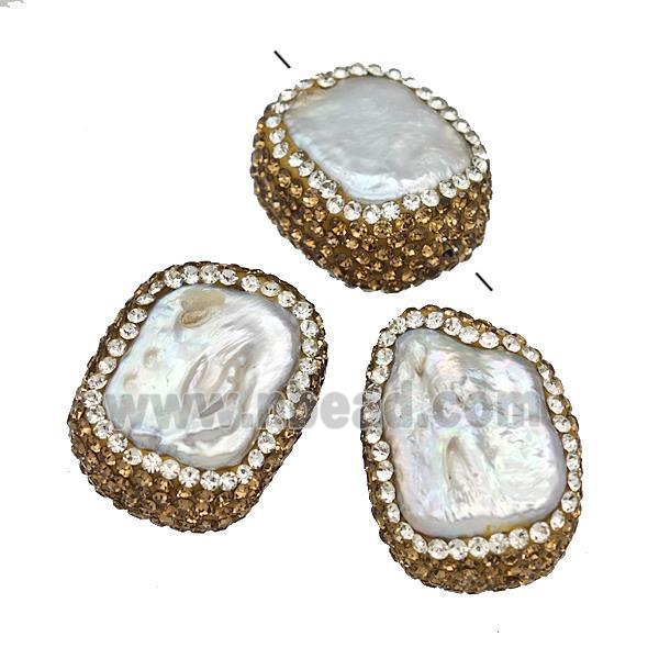 Baroque Style Pearl Beads Pave Rhinestone Freeform