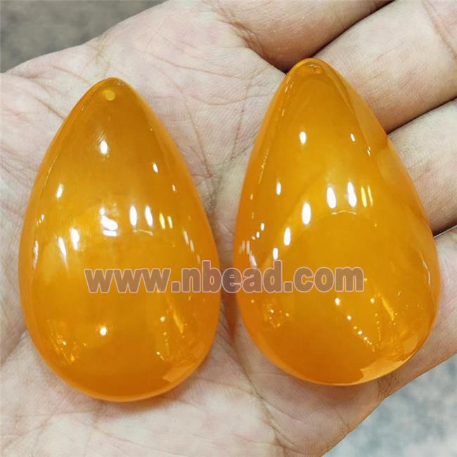 Synthetic Amber Teardrop Pendant Orange Resin