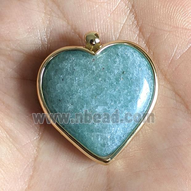 Natural Green Quartz Heart Pendant Gold Plated