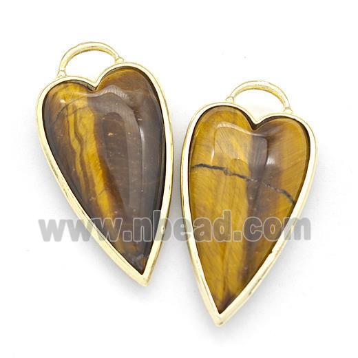 Natural Tiger Eye Stone Arrowhead Pendant Gold Plated