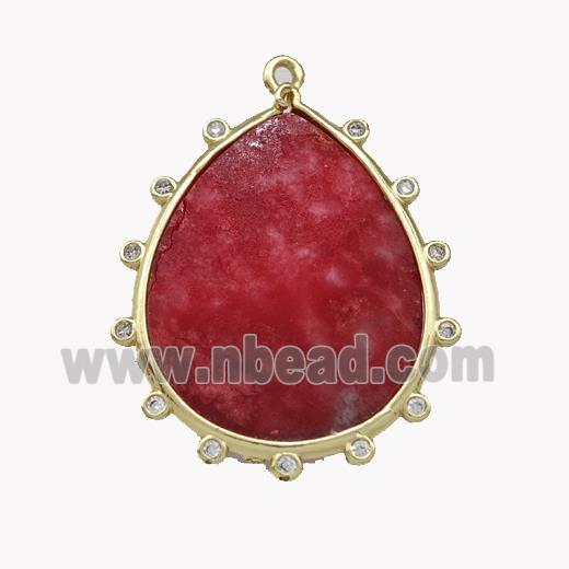 Natural Howlite Turquoise Teardrop Pendant Red Dye