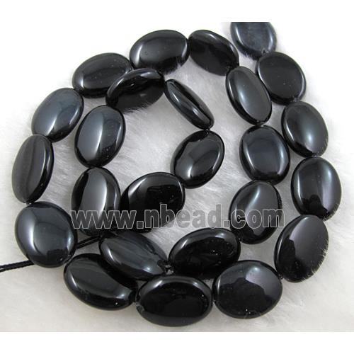 Natural Black Onyx Agate Beads Oval
