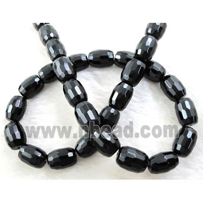 Natural black Agate Onyx Barrel Beads, faceted barrel