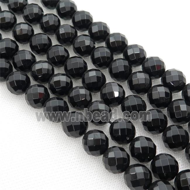 Natural Agate Beads, black, faceted round