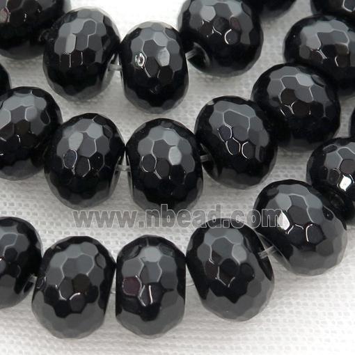Natural Black Agate Onyx Beads, faceted rondelle