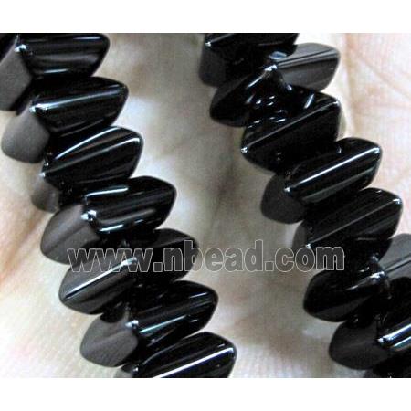 natural onyx bead, square, black, A-grade