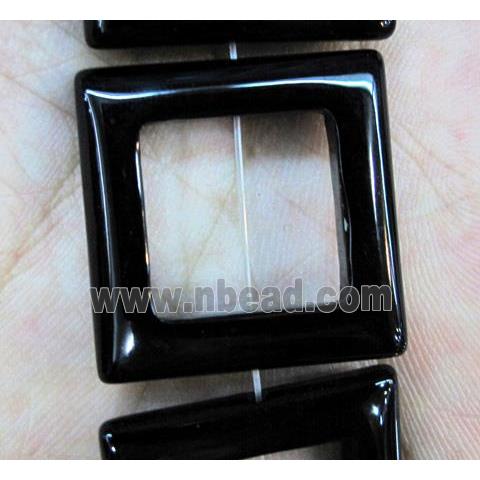 natural onyx bead, A-grade, square-ring, black