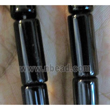 black natural onyx bead, A-grade, tube