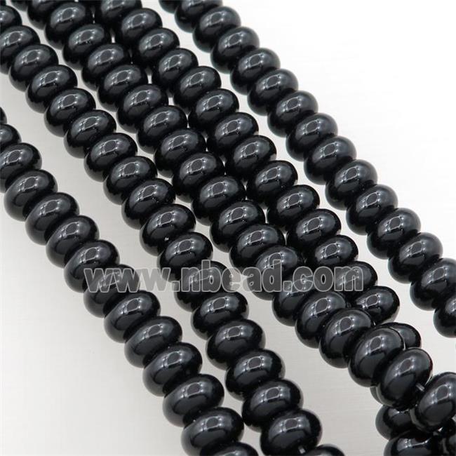 black onyx agate bead, rondelle