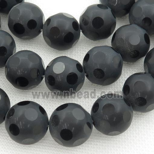 black onyx agate beads, matte round