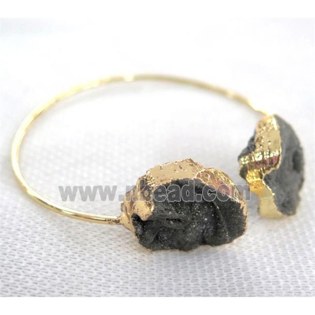 druzy agate bangle, copper, gold plated