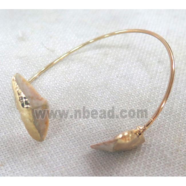 fossil of sharktooth bangle, gold plated