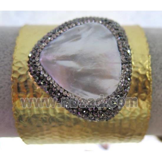 copper bracelet paved shell rhinestone