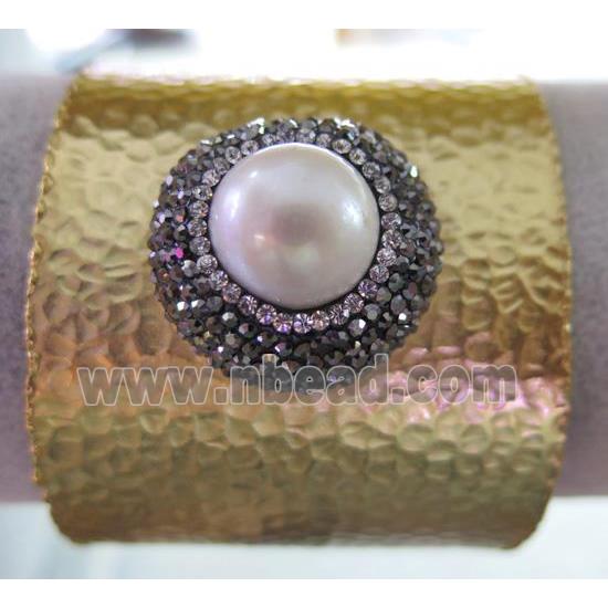 copper bracelet paved pearl rhinestone