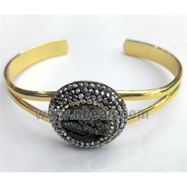 copper bracelet paved sunagate, gold plated