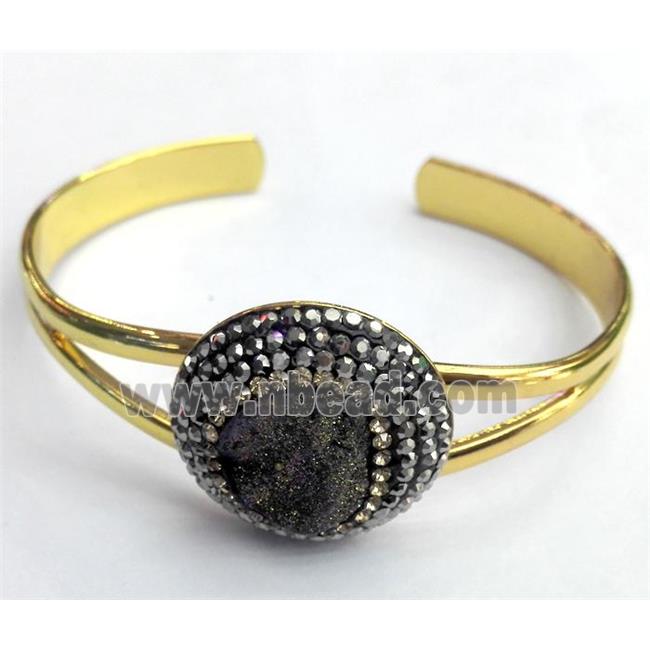 copper bracelet paved sunagate, gold plated