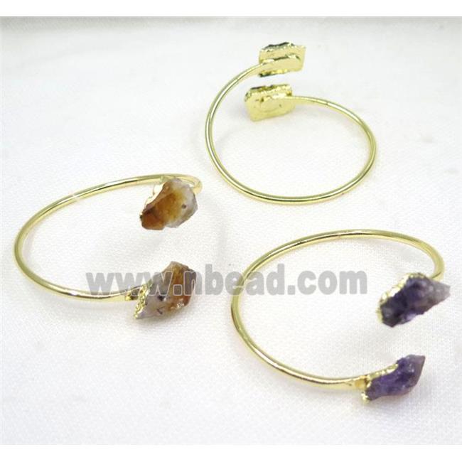 mix gemstone cuff bracelet, copper, gold plated