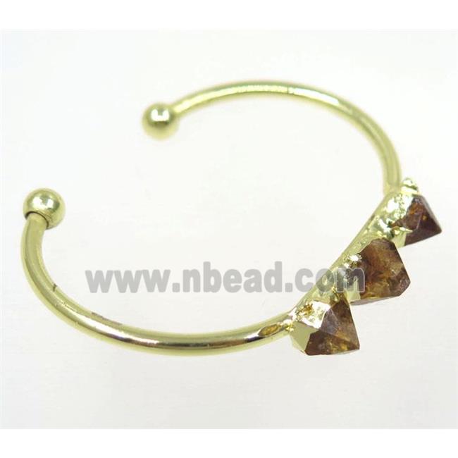yellow citrine bangle, copper, gold plated