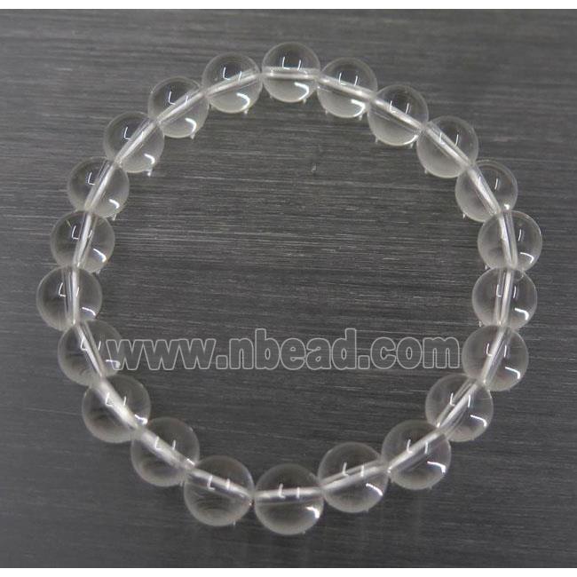 round Clear Quartz bead bracelet, stretchy