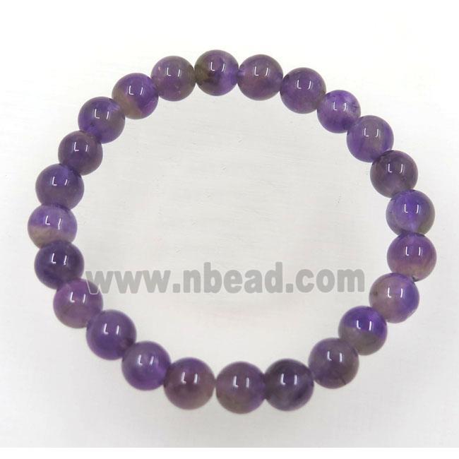 round purple Amethyst bead bracelet, stretchy