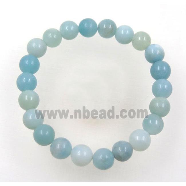 round Amazonite bead bracelet, blue dye, stretchy