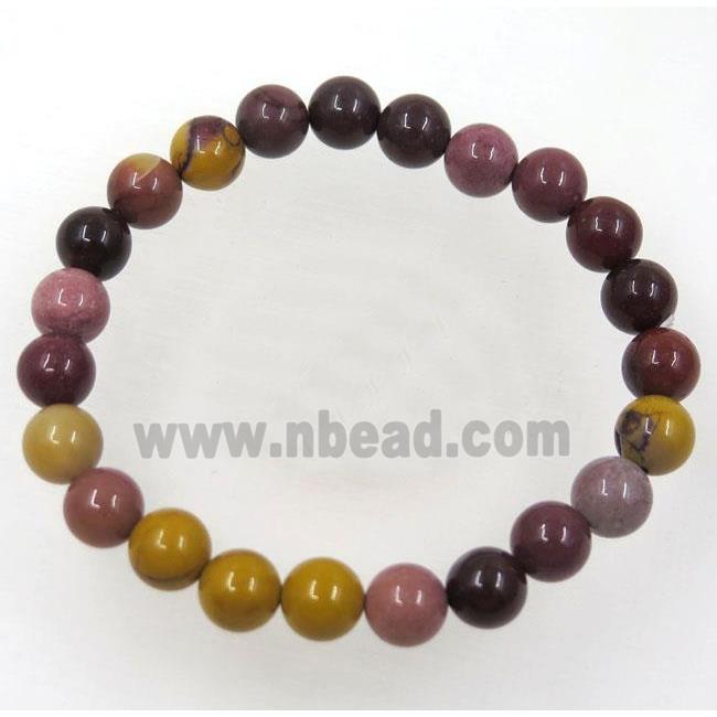 round Mookaite bead bracelet, stretchy